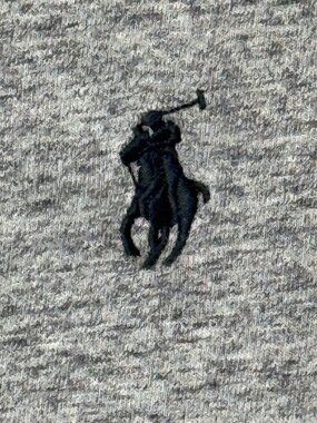 Polo Ralph Lauren Grey V-Neck, Black Pony Logo T-Shirt, Size Medium, 100% Cotton